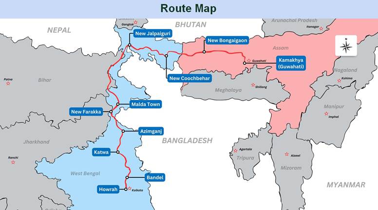 Route Map of India's First Vande Bharat Sleeper